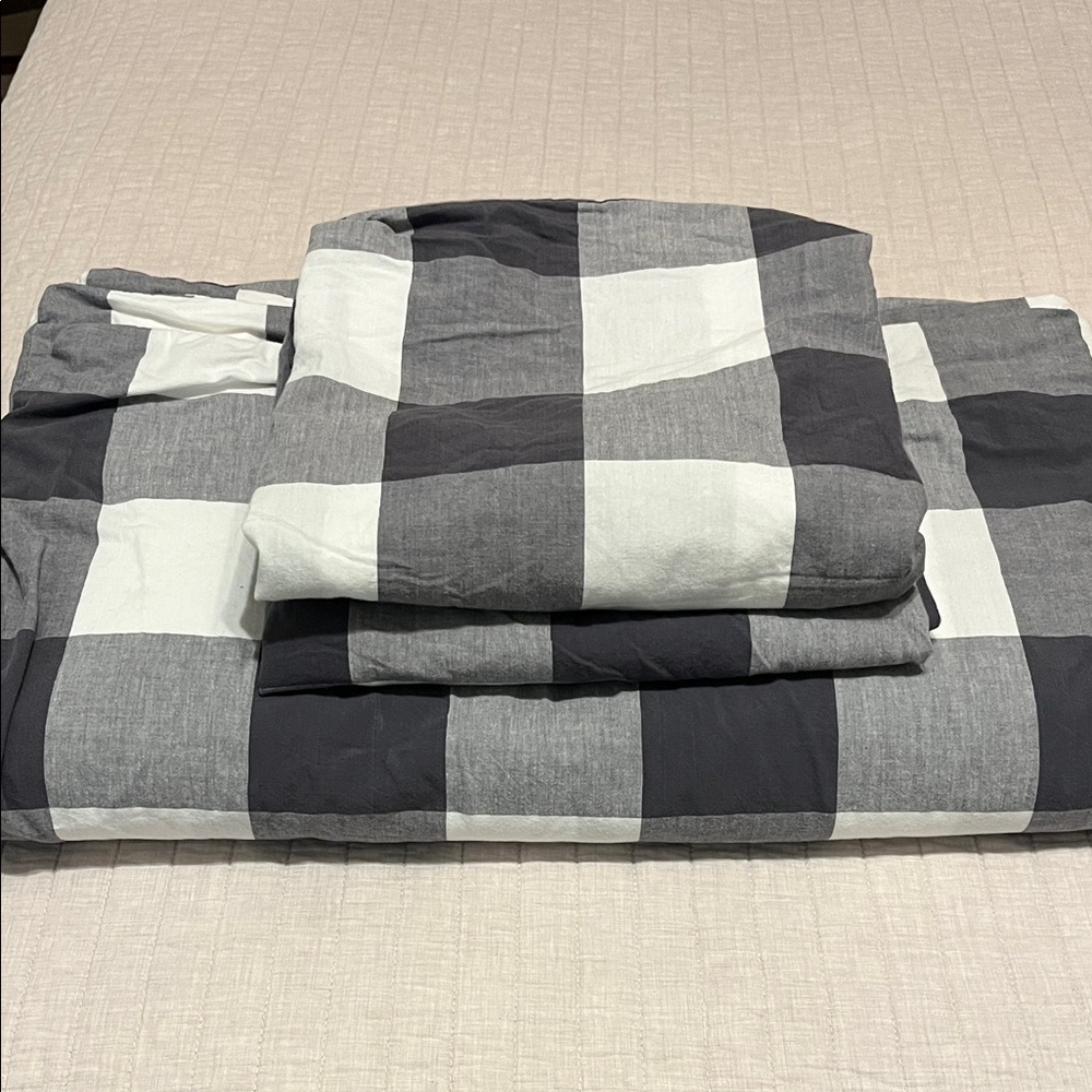 Gray and White Buffalo Check Bedding Set - ikea